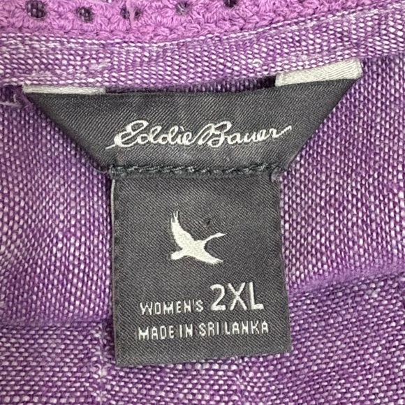 Eddie Bauer Purple 3/4 Sleeve Linen Blend Pintuck Tunic Top Size 2X - Picture 8 of 9